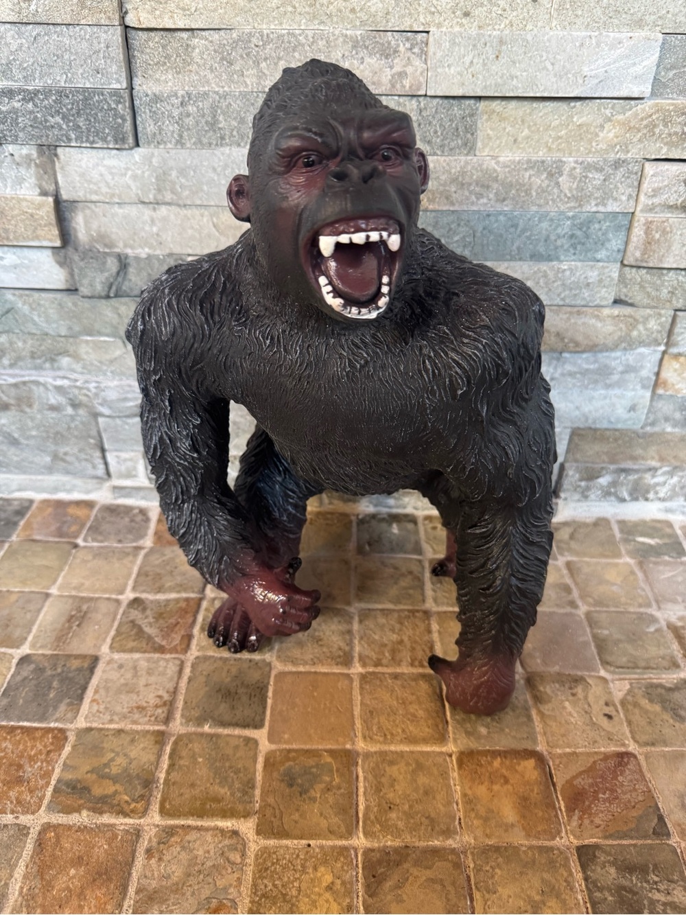Roaring Gorilla Figure - Black with Brown Accents